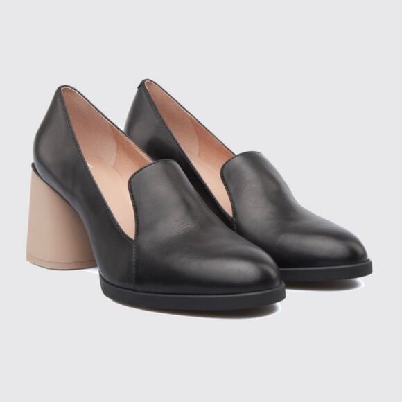 Camper Shoes - NEW Camper Lea Leather Block Heels Women's Size Euro 36 Black Round Toe Outdoor